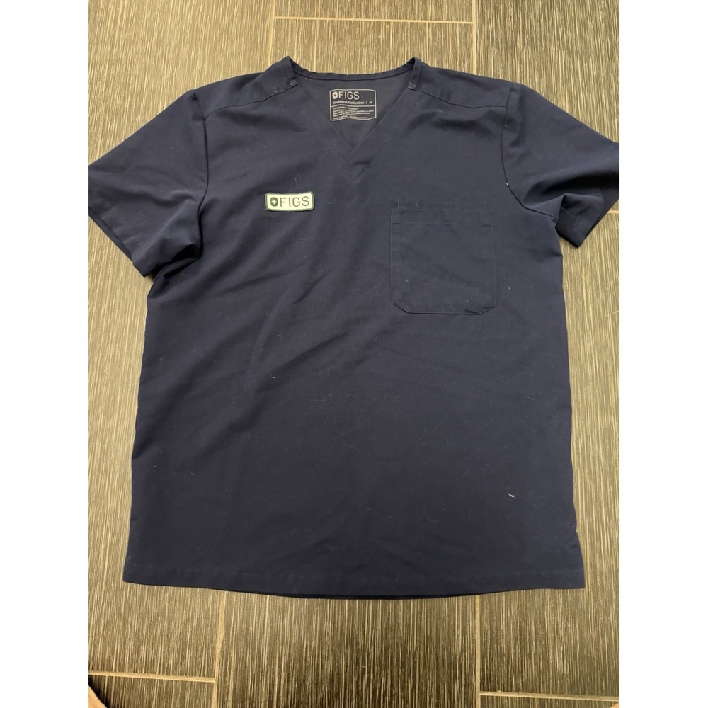 Figs Scrub‎ Top Men Size Medium Leon Pocket Navy Healthcare
